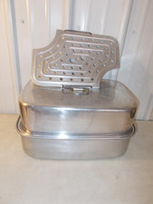 Vintage Aluminum Turkey Roaster with Lift-out Rack 17 x 12 x 9 Set