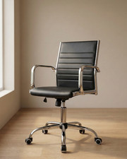 Vintage Swivel Black Leather