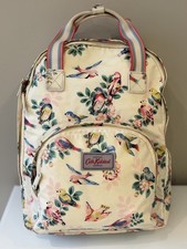 Cath Kidston Vintage Cream Birds Oil Cloth Backpack laptop Section. VERY GOOD