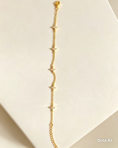 Delicate gold flower bracelet - flower,