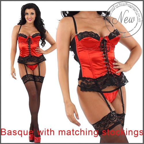 Black red satin - satin, corset
