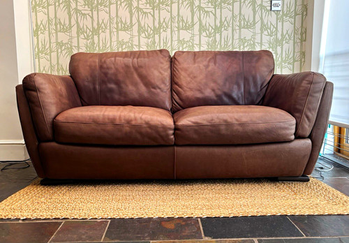 Natuzzi brown leather seater - brown,