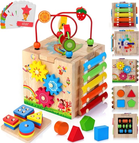 Wooden baby activity cube - baby,