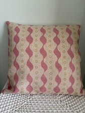 Susie Watson Pink and Green Bloomsbury Linen Fabric Cushion Cover Plain back
