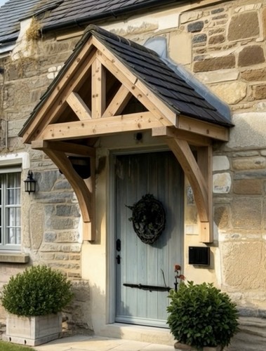 Oak porch canopy green - canopy, oak-
