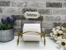 Vintage French Style Toilet Roll Holder Antique Gold Metal Wall Mounted