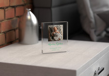 Personalised Photo Block | Glass-Like Plaque | Custom Text | New Baby/Wedding