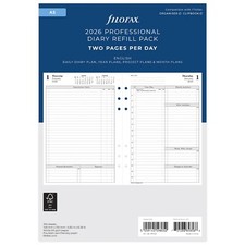 Filofax A5 Diary 2026 - Time Management One Day On Two Pages Diary - English