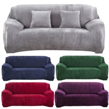 1/2/3 Seater Velvet Slipcover Solid Colour Sofa Covers Stretch Couch Protector