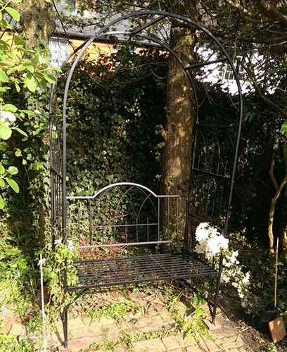 Black metal garden bench plant - metal,