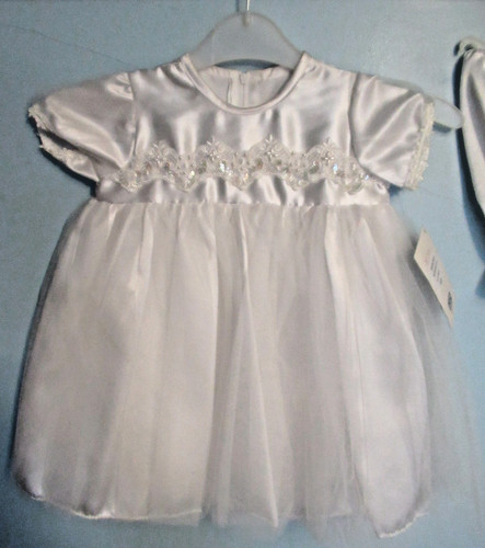 Pretty white beaded satin baby - pretty,