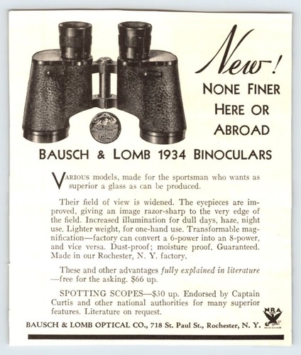 1934 bausch lomb binoculars - bausch,