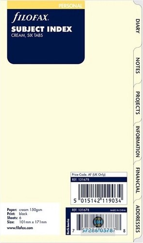 Filofax personal size subject - filofax,
