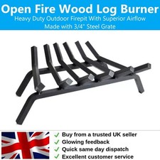 Heavy Duty 23" Open Fire Grate Hearth Wood Log Burner Fireplace Ash | 3/4" Steel