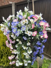 Artificial Flowers Garden Hanging Basket Pink Lilac Outdoor Plant Large Trailing