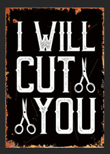 Metal Tin Sign I Will Cut You Barber Sign for barbershop Garage Wall Decor Retro