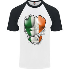 Gym Irish Tricolour Flag Muscles Ireland Mens S/S Baseball T-Shirt