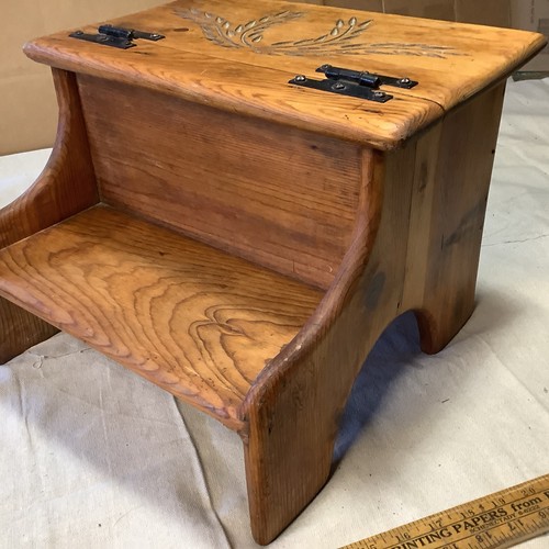Antique pine bed step - antique,