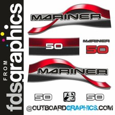 Mariner 50hp 2 stroke split back outboard engine decals/sticker kit