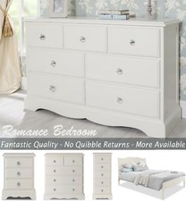 Antique White Bedroom Furniture French Chest Bedside Bed Wardrobe Vanity ROMANCE