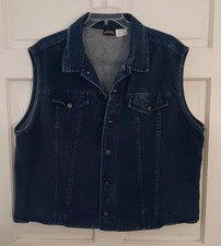 Vintage Long Haul Denim Trucker Vest Sleeveless Biker Work Size 2XL Made in USA