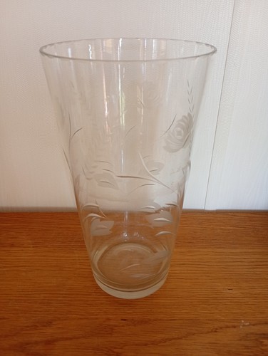 Vintage etched clear glass - vintage,