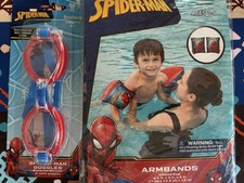 Spiderman Pool Armbands and Googles Swimming NEW