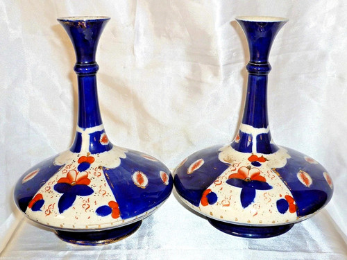 Pair antique english imari - antique, bud