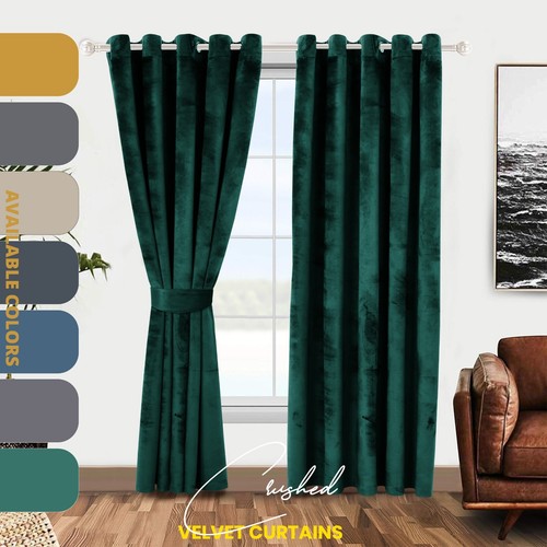 Plush velvet curtains eyelet - velvet,