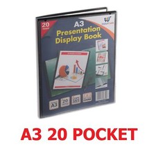 A3 Display Book 20 Pocket Portfolio Presentation Folder Flexi Cover Project Book