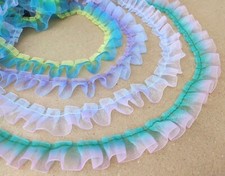 Ombre Ruffled Lace Trim Sheer Box Pleated Fabric Sewing Ruffle Gradient Trimming