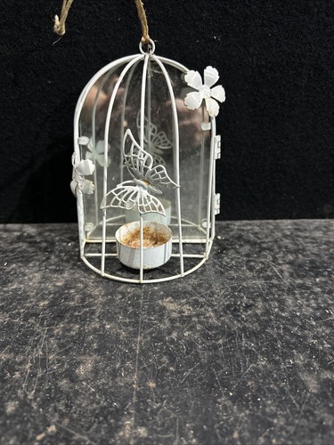 White metal bird cage - white,