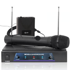 QTX VNH1 Dual VHF Wireless Radio Microphone System Handheld and Headset