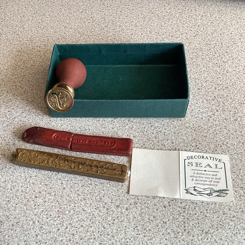 Vintage brass wax seal - wax, stamp