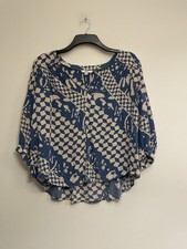 Ladies NEXT Aztec Style Lightweight Top (Blue/Beige) Size 20, New