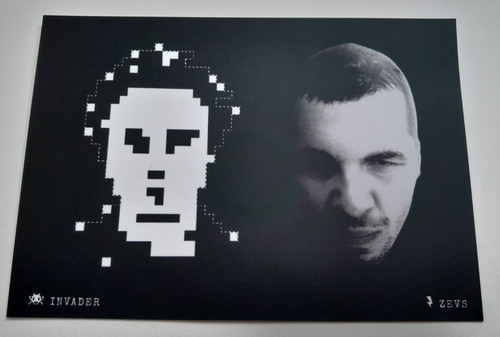 Space invader zevs postcard - space,
