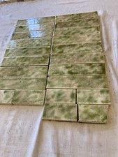 Antique Green Fireplace Tiles | AETCO Arts & Crafts Glaze, 22 Tile Set, 1910s