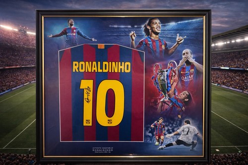 Signed framed ronaldinho - framed,