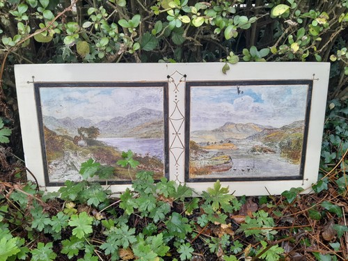 Antique slate hearth painting - slate,