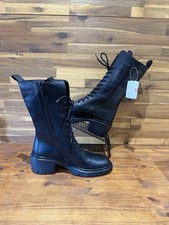 Hogl Boots Black Leather Louise Mid Calf Women's UK Size 7 Zip & Lace Up Boxed