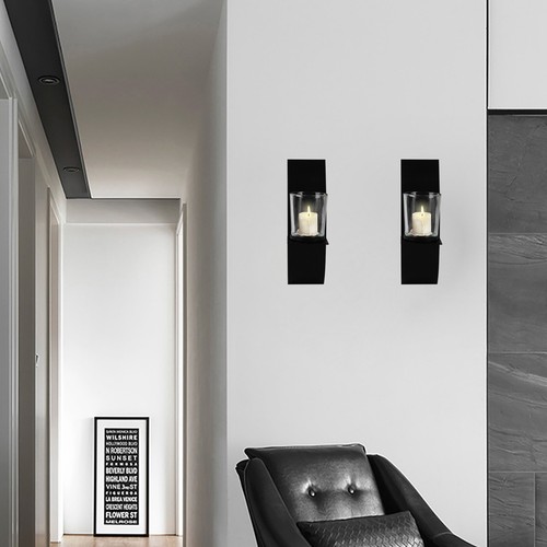 2pcs metal candlestick black - 2pcs,