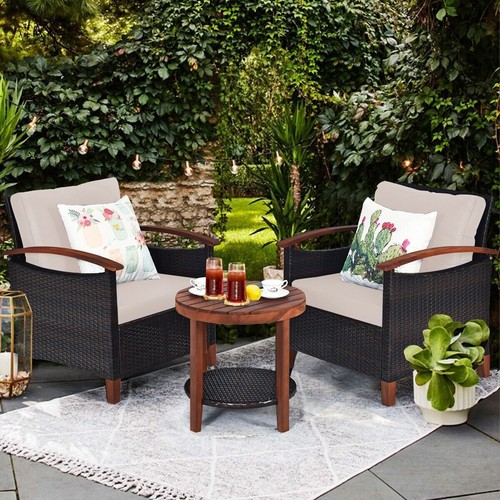 3pcs rattan chair set patio - rattan,