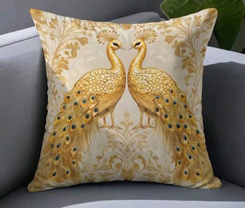 Gold peacock cushion - 1,