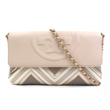 Auth Tory Burch Shoulder Bag Pink Beige Leather - r10272a