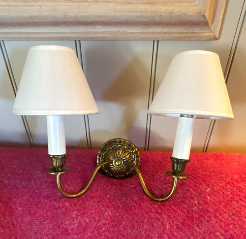 Vintage antique brass double