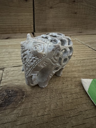 Hand carved soapstone elephant - carved,