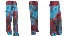 Patchwork UNISEX Cotton Trousers Hippie Boho Yoga Pant Festival Combat Cargo HT9
