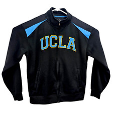 C/D Men's UCLA Track Jacket Size M L/S Full Zip  Black Blue/Gold Patch Spellout