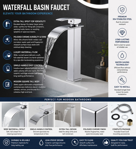 Tall waterfall basin - waterfall,