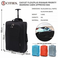 Ryanair 55x35x20cm Cabin Approved Hand Luggage Wheeled Trolley Suitcase Bags
